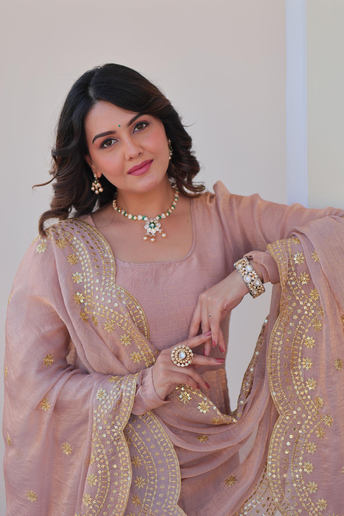 Fendy Chiffon Kali Gown Set with Embroidered Dupatta