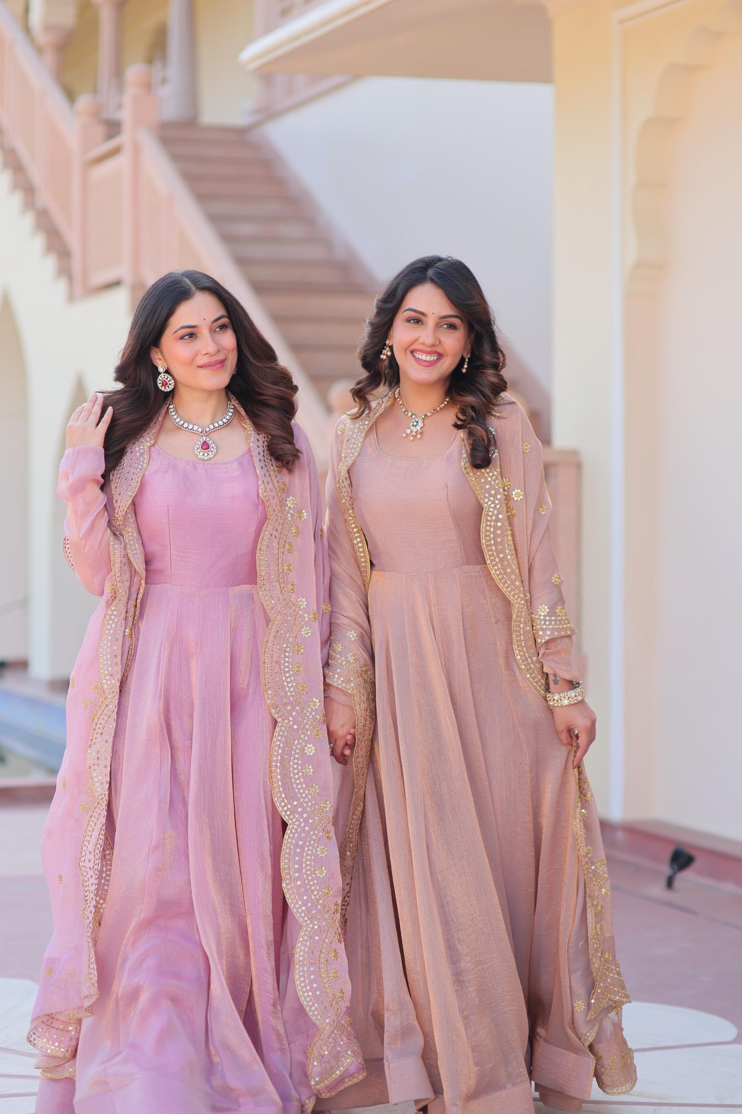 Fendy Chiffon Kali Gown Set with Embroidered Dupatta