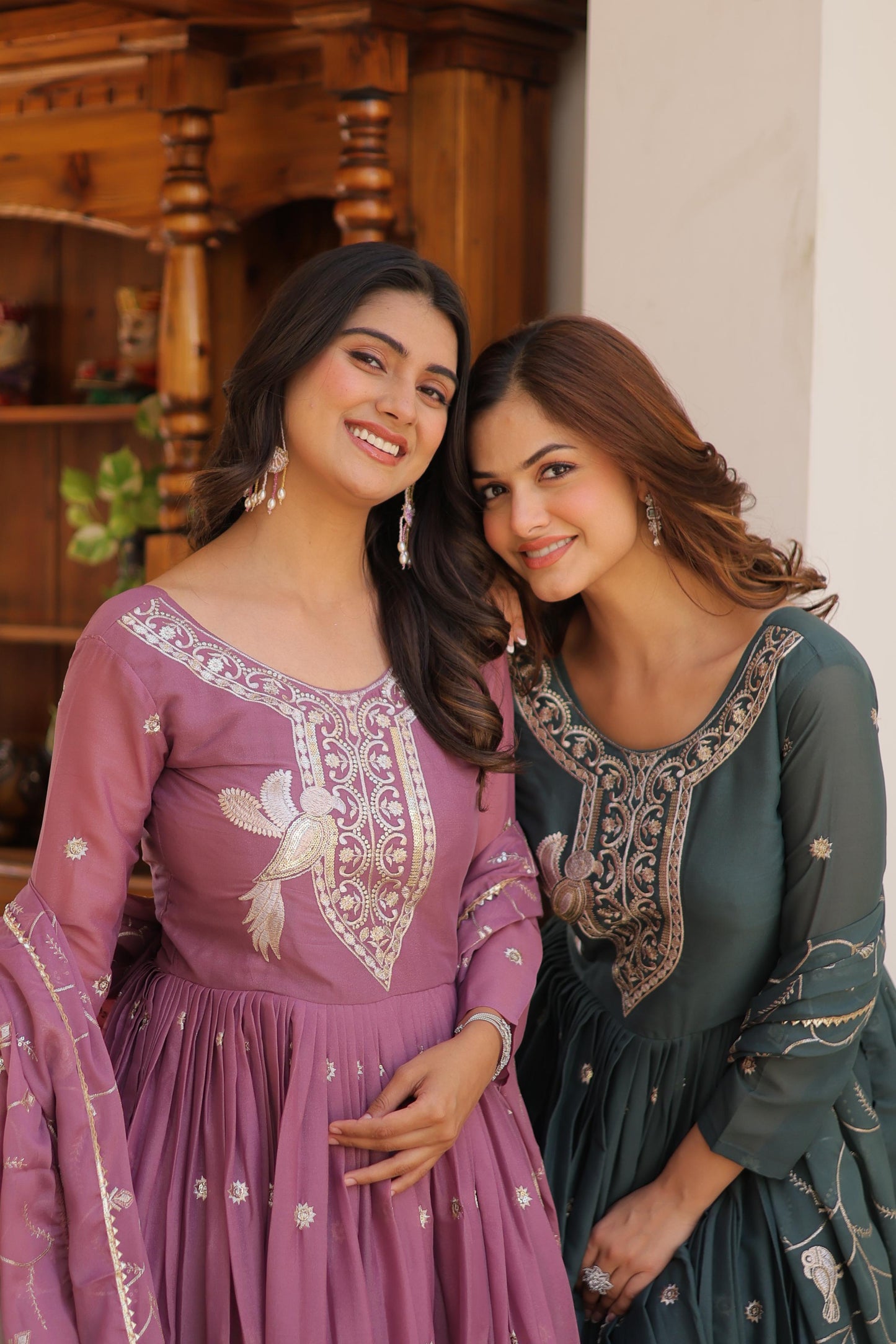 Premium Sequins Embroidered Gown with Dupatta