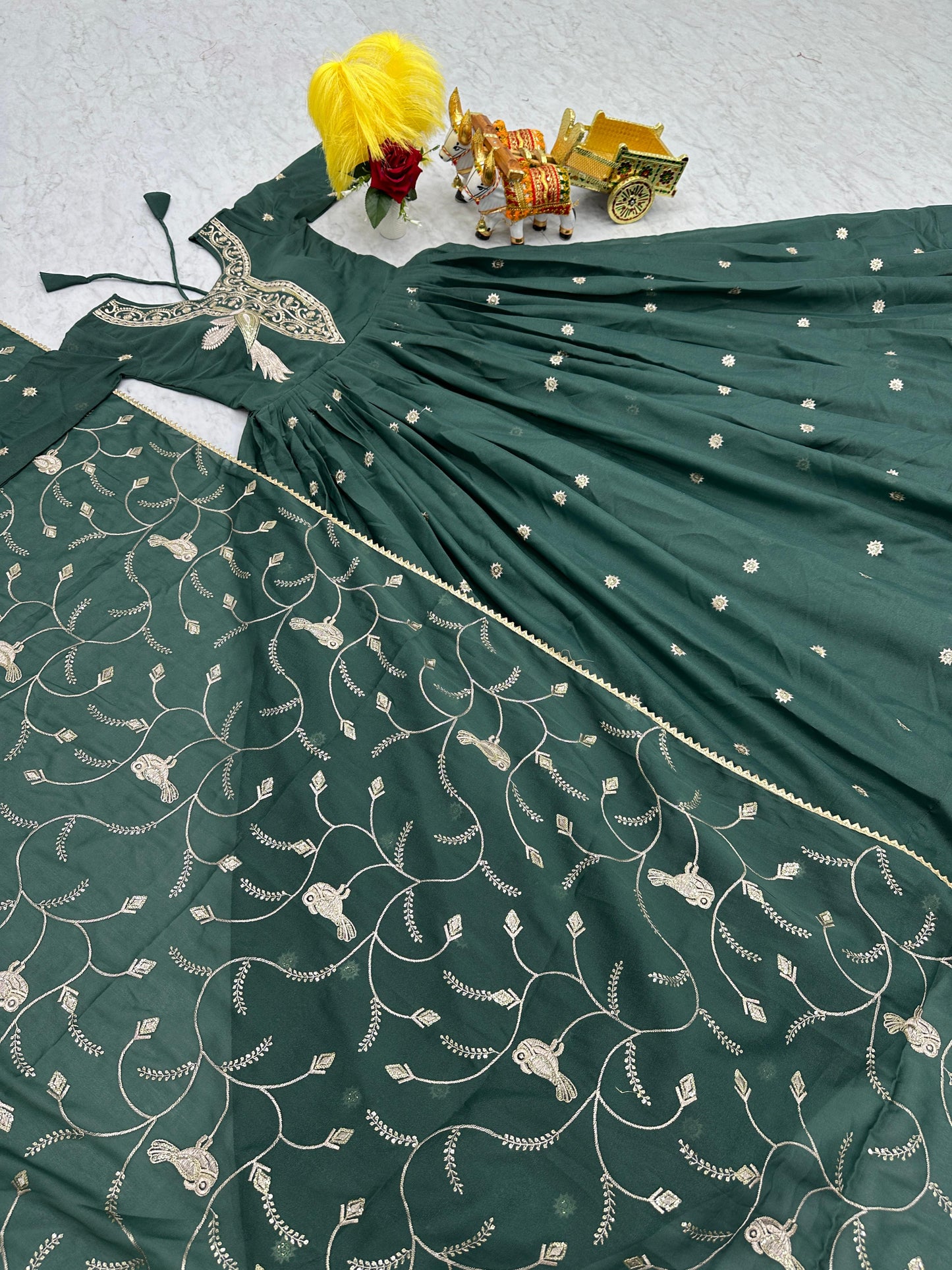 Premium Sequins Embroidered Gown with Dupatta