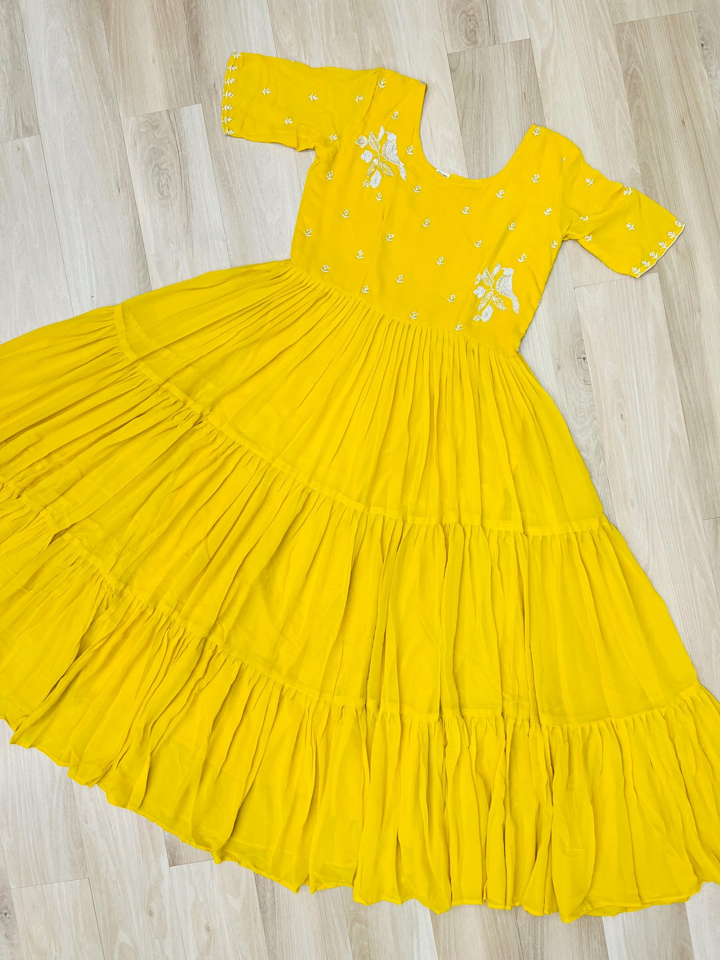 Red & Yellow Premium Embroidered Gown
