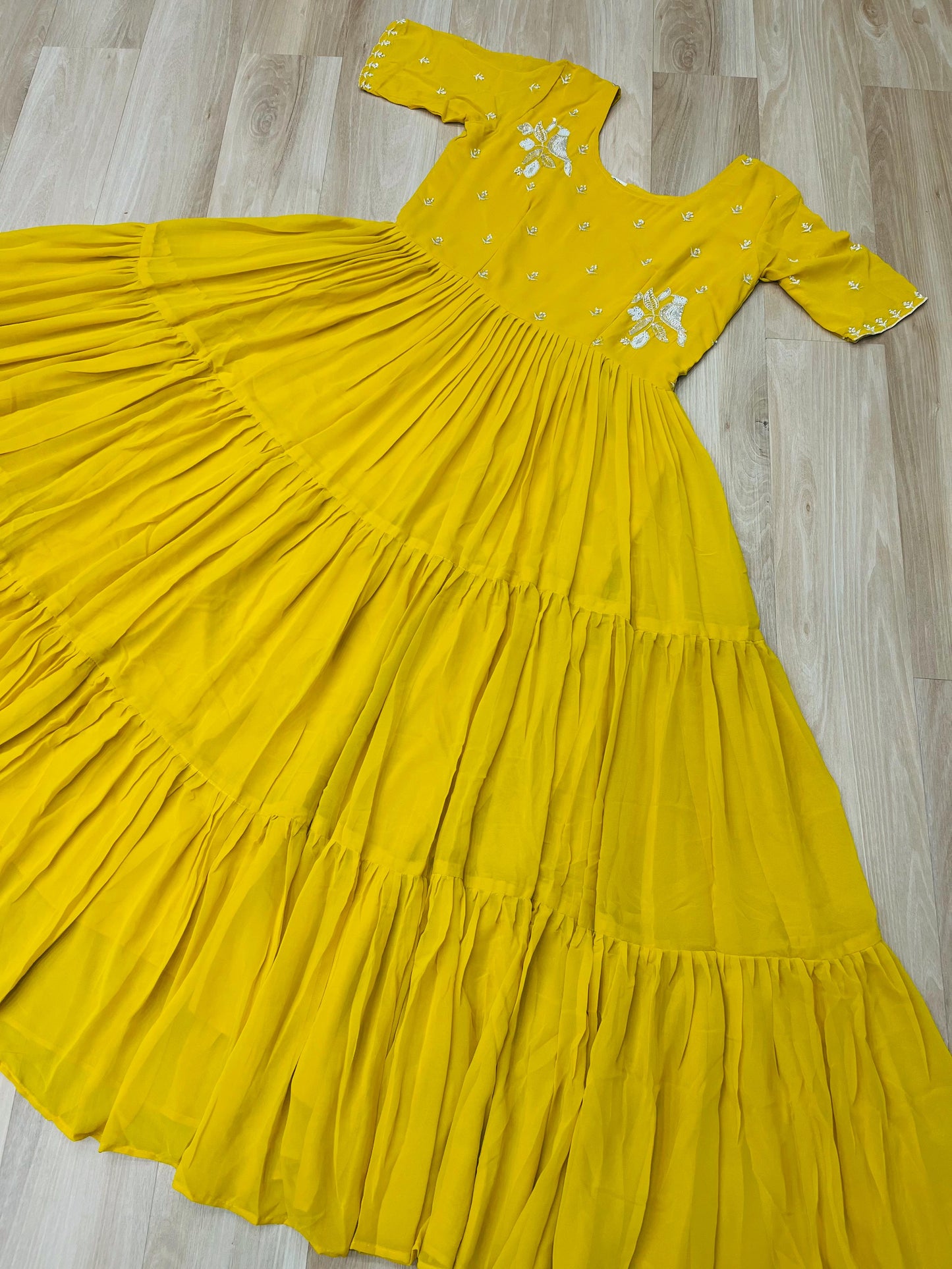Red & Yellow Premium Embroidered Gown