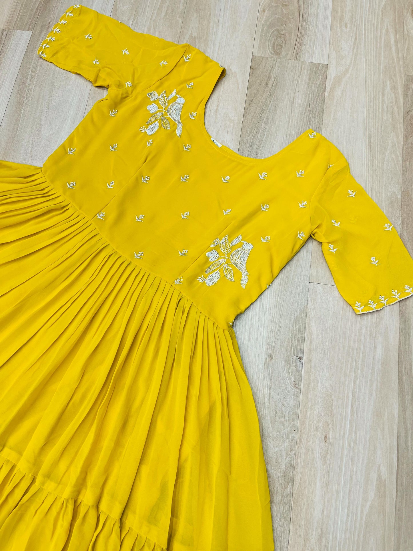Red & Yellow Premium Embroidered Gown