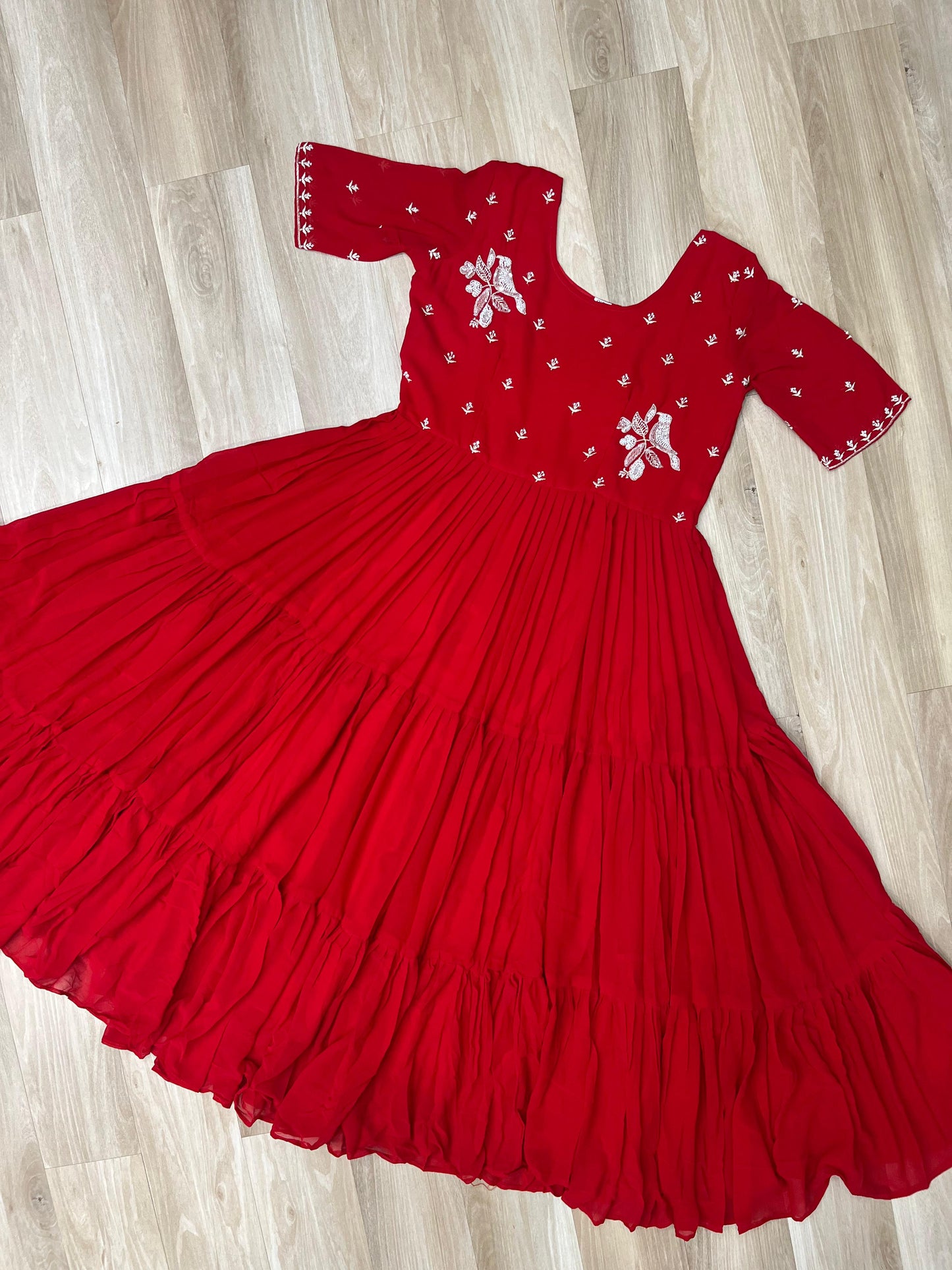 Red & Yellow Premium Embroidered Gown