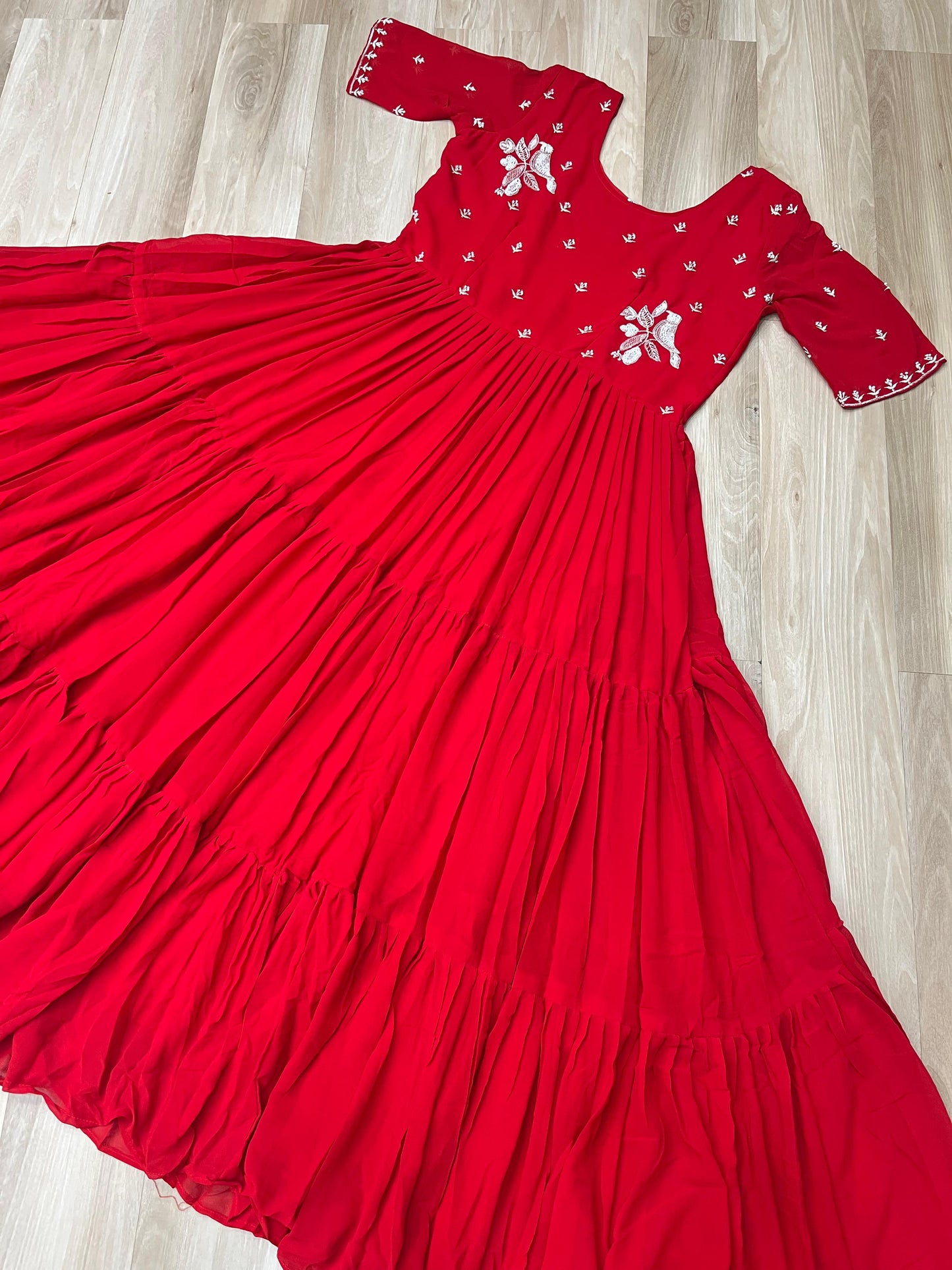 Red & Yellow Premium Embroidered Gown