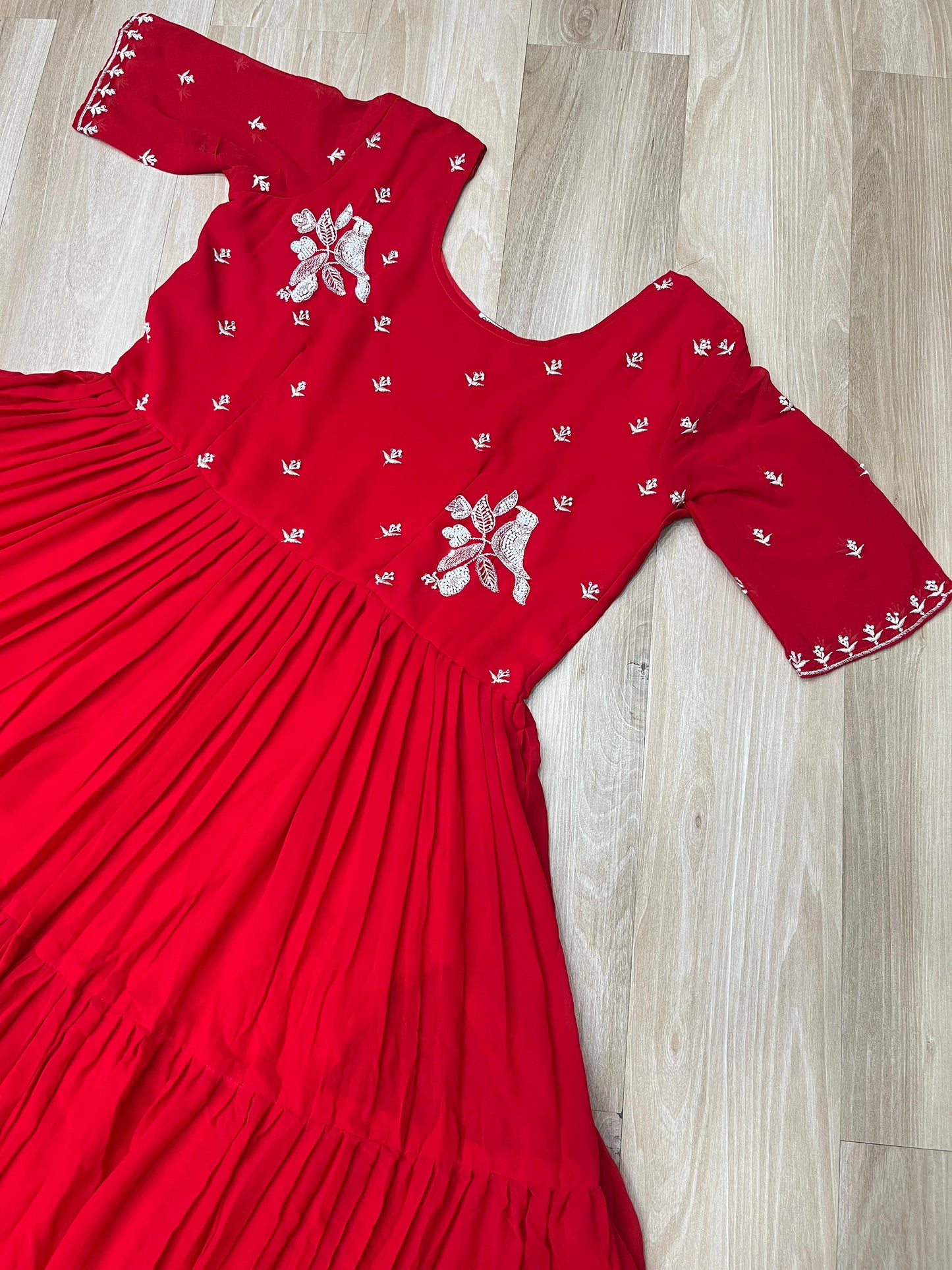 Red & Yellow Premium Embroidered Gown