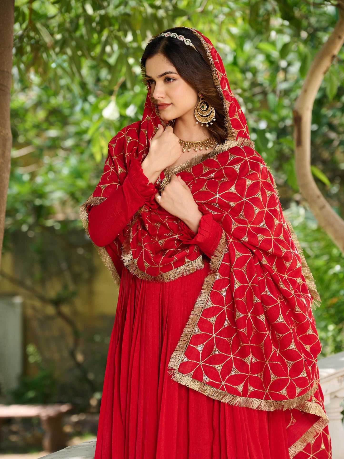 Vichitra Silk Heavy Sequins Gown with Dupatta