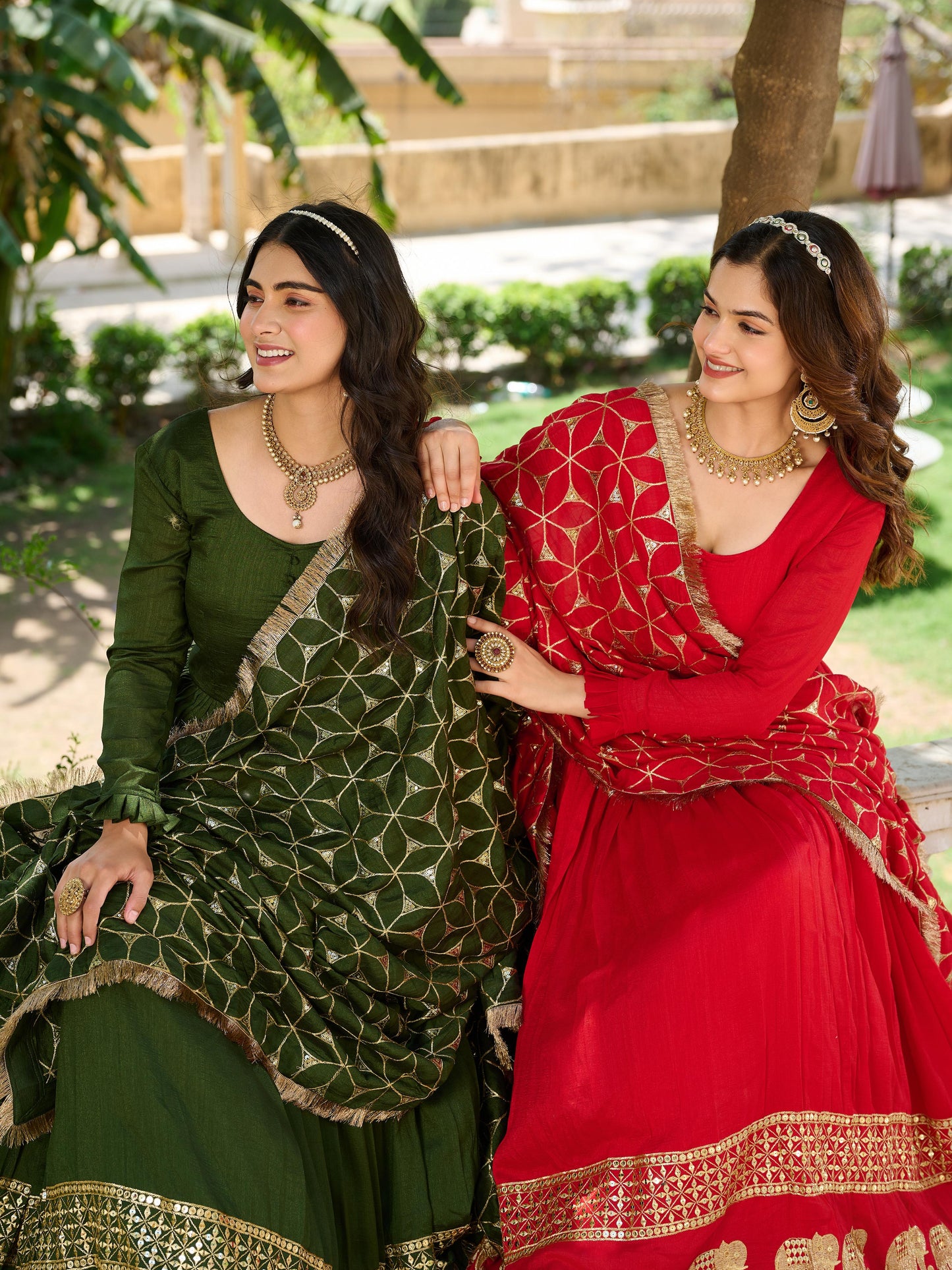 Vichitra Silk Heavy Sequins Gown with Dupatta