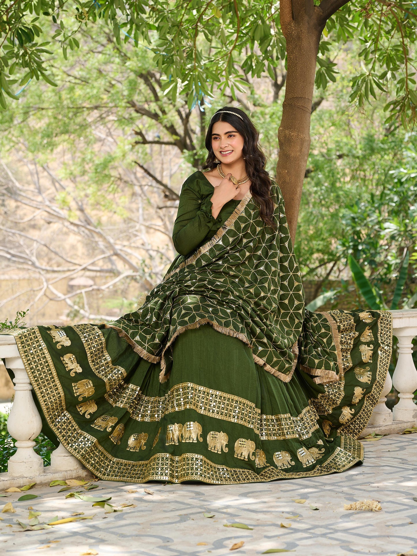 Vichitra Silk Heavy Sequins Gown with Dupatta
