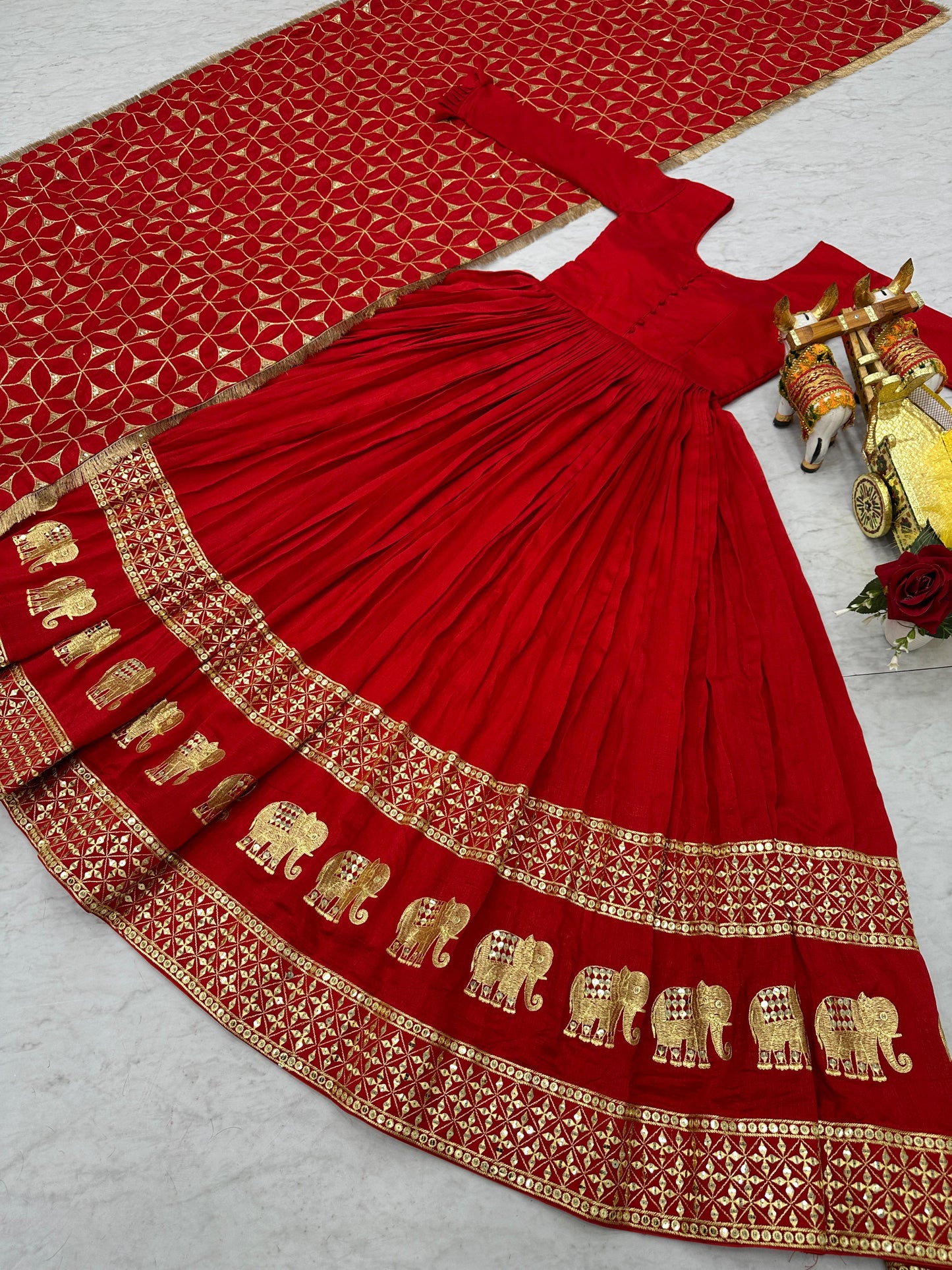 Vichitra Silk Heavy Sequins Gown with Dupatta