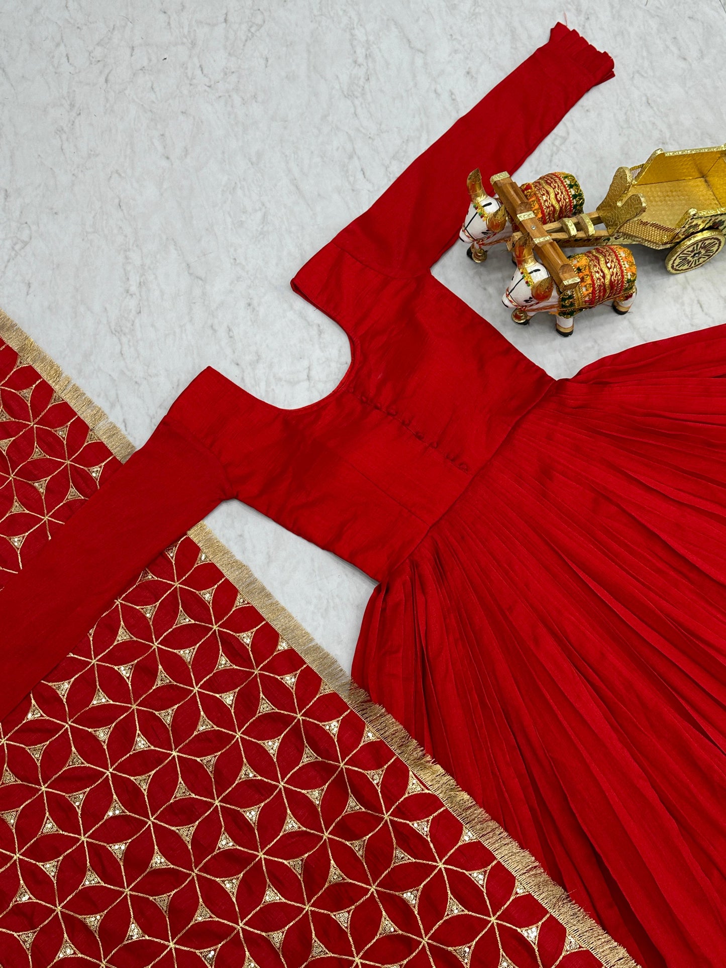 Vichitra Silk Heavy Sequins Gown with Dupatta