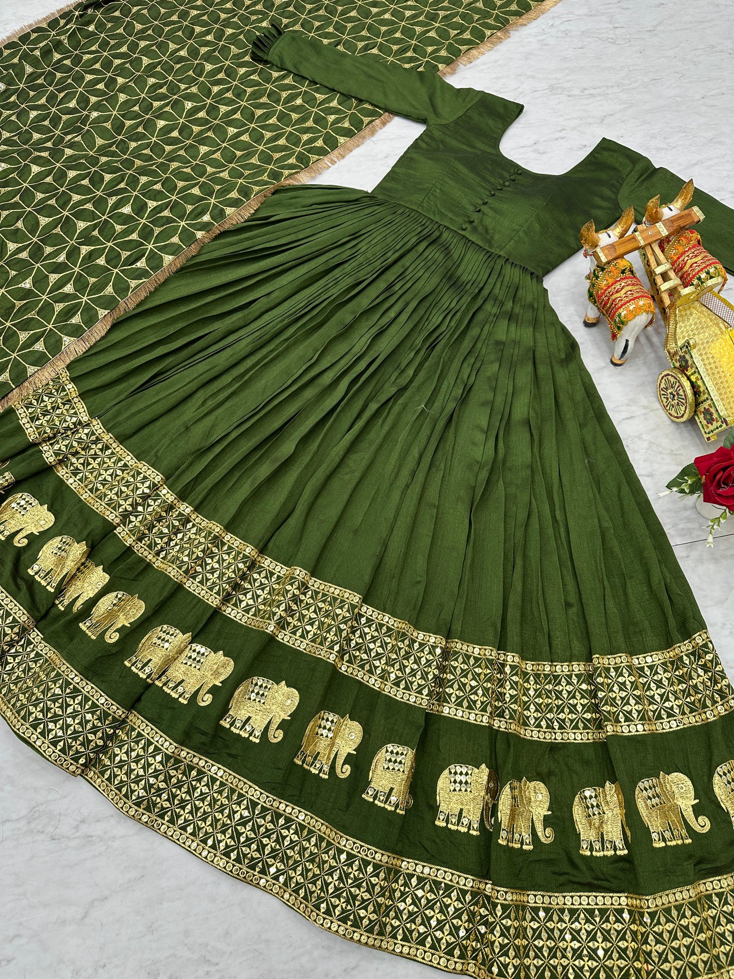 Vichitra Silk Heavy Sequins Gown with Dupatta