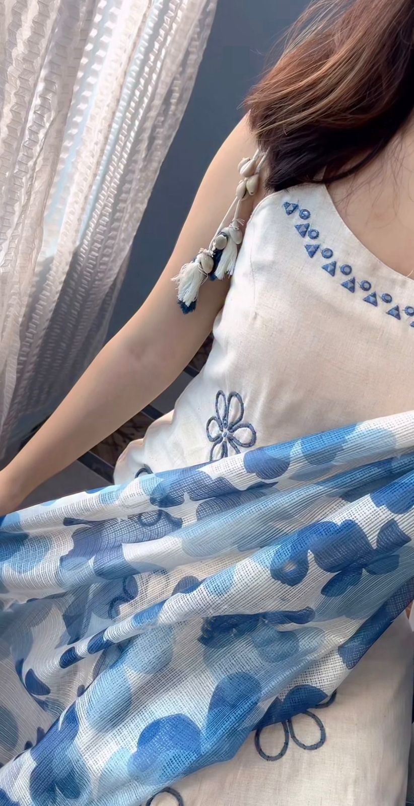 New Reyon Slub Embroidered Suit Set with Dupatta