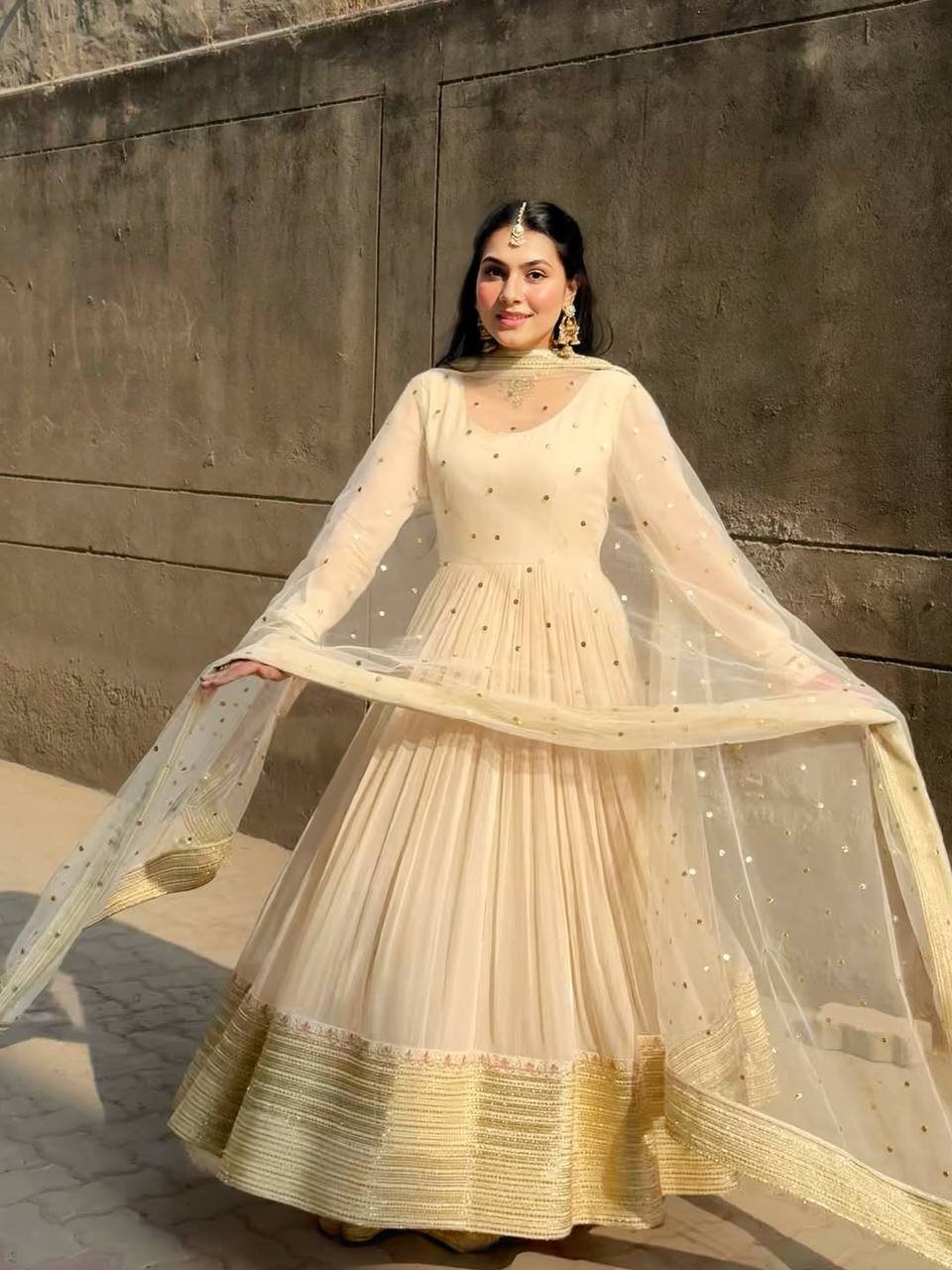 Zoya Off White Anarkali Premium Suit Set