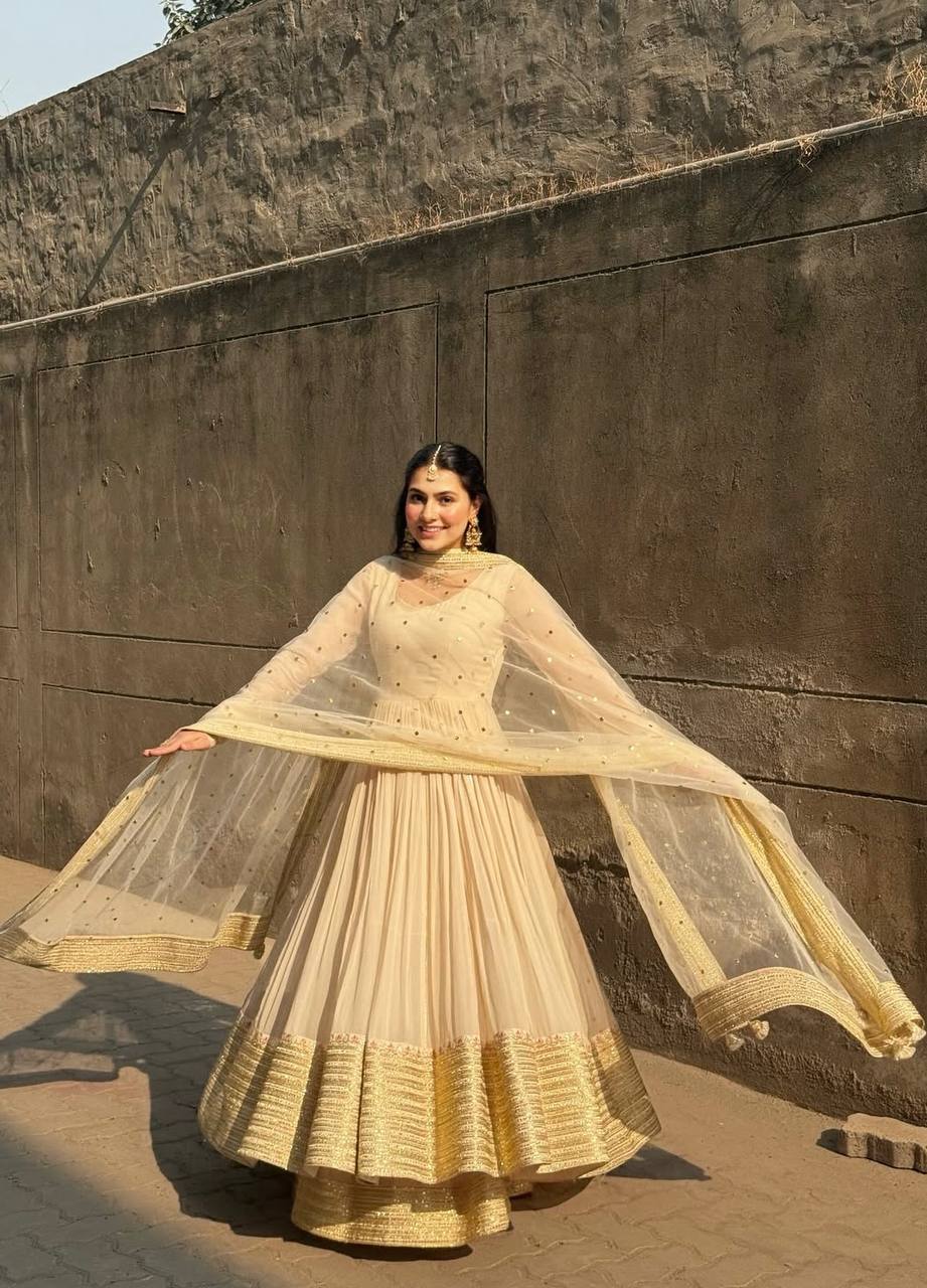 Zoya Off White Anarkali Premium Suit Set