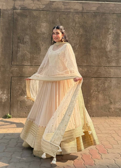 Zoya Off White Anarkali Premium Suit Set