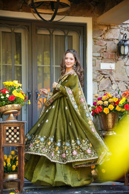 Naira Floral Crunchy Silk Anarkali Premium Suit Set