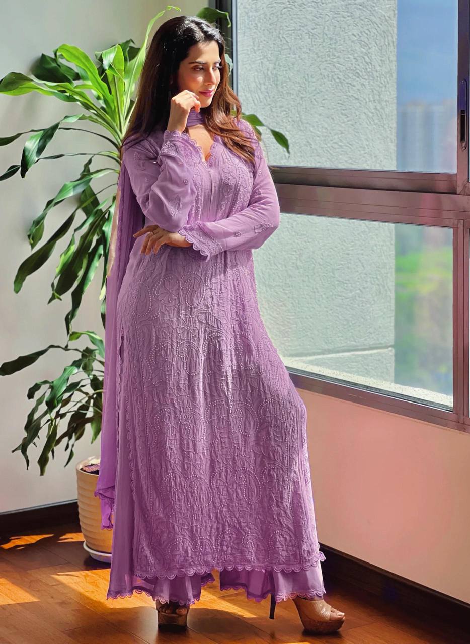 Trending Faux Georgette Embroidered Set – Stylish and Comfortable for Daily Wear
