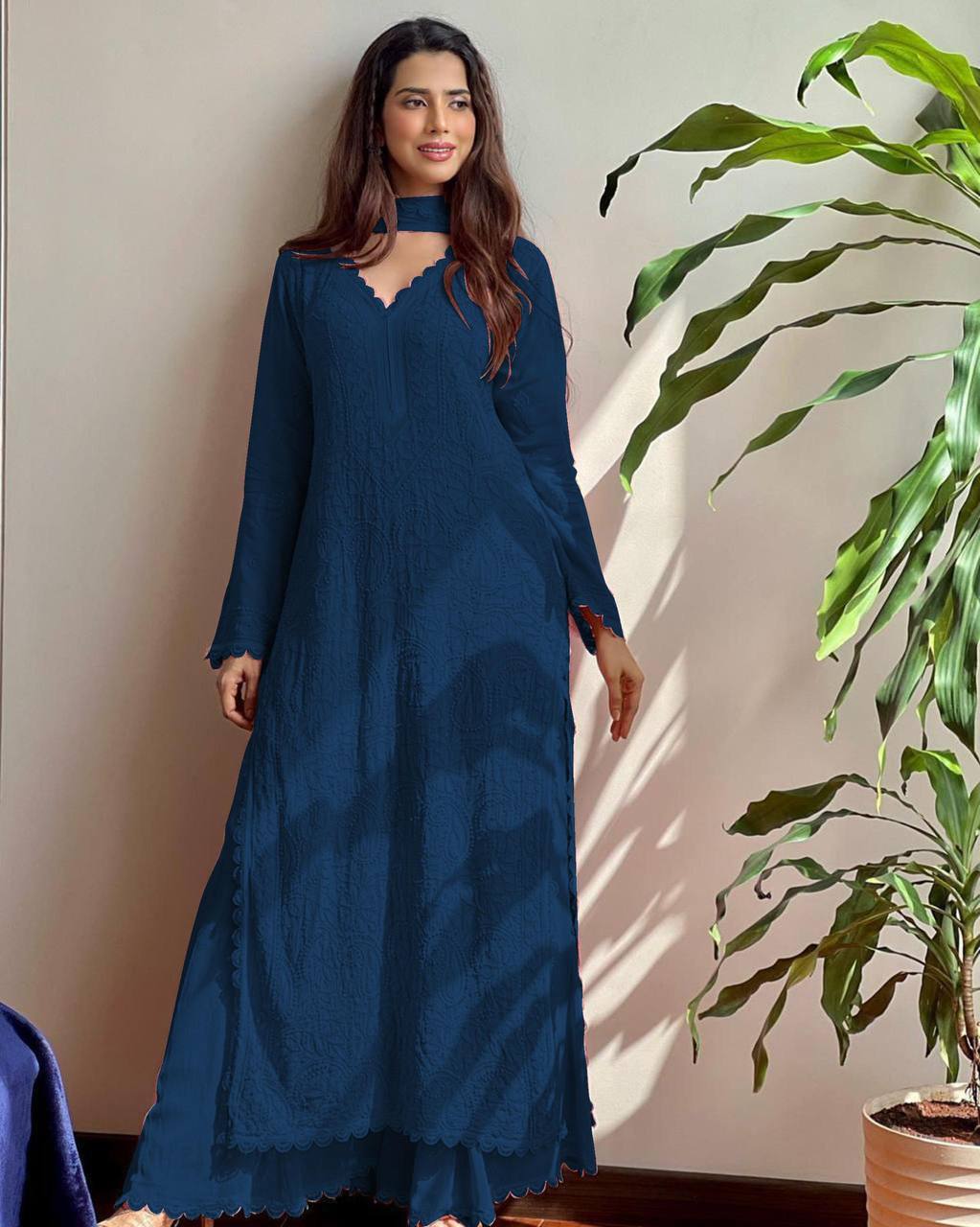 Trending Faux Georgette Embroidered Set – Stylish and Comfortable for Daily Wear