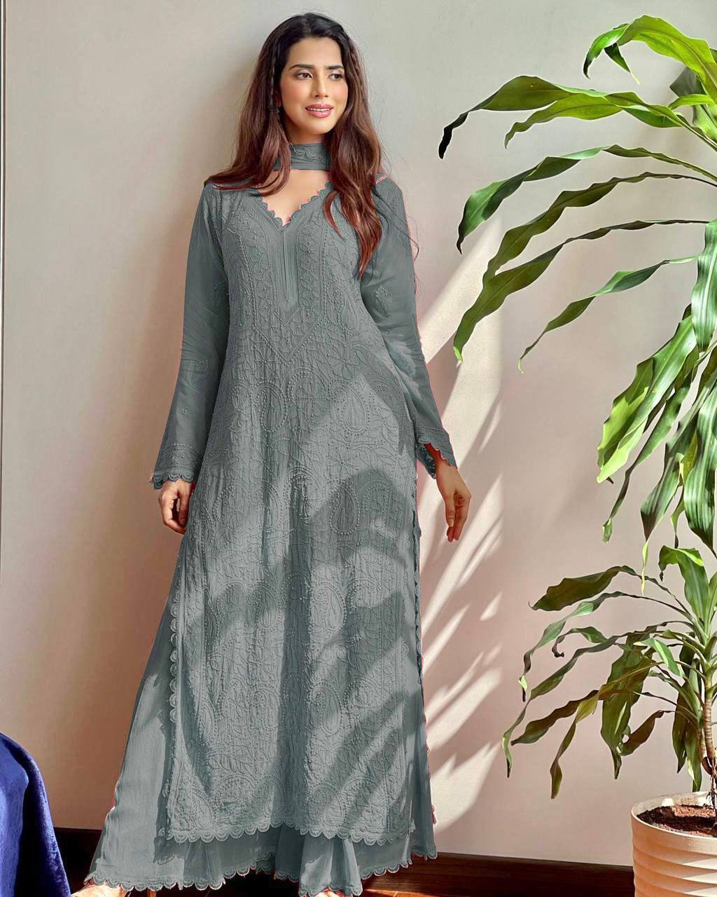 Trending Faux Georgette Embroidered Set – Stylish and Comfortable for Daily Wear
