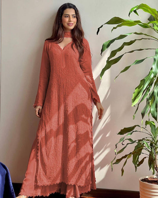 Trending Faux Georgette Embroidered Set – Stylish and Comfortable for Daily Wear