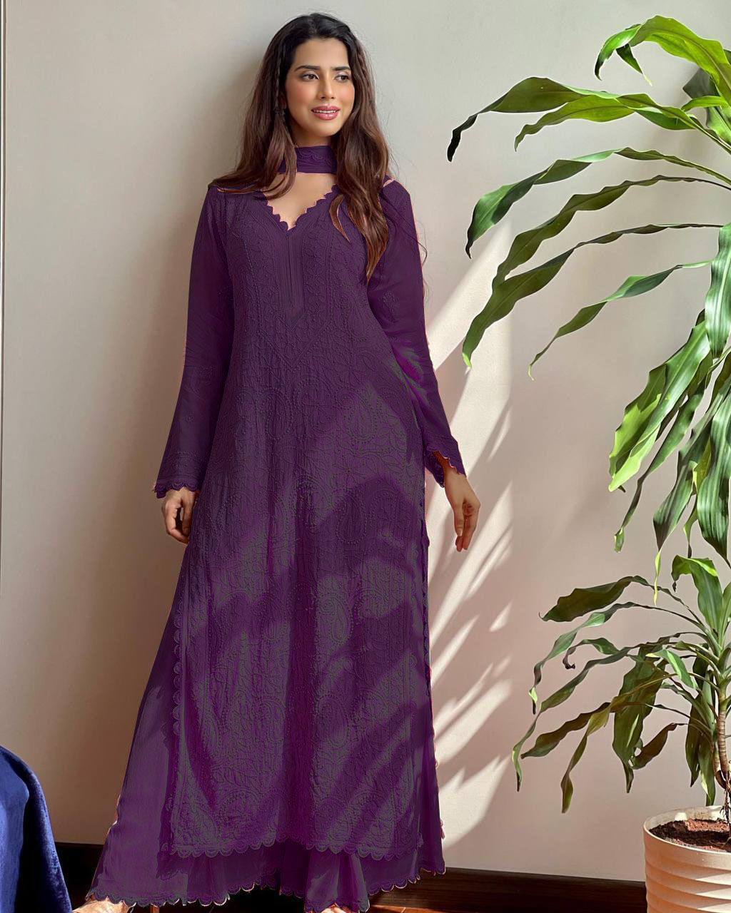 Trending Faux Georgette Embroidered Set – Stylish and Comfortable for Daily Wear