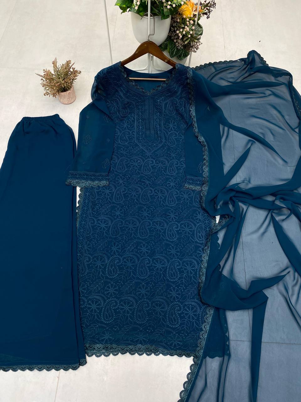 Trending Faux Georgette Embroidered Set – Stylish and Comfortable for Daily Wear