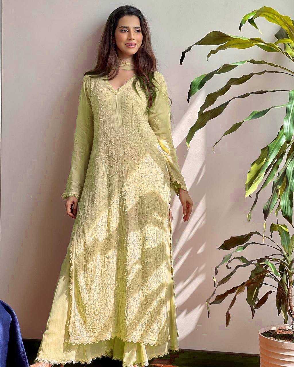 Trending Faux Georgette Embroidered Set – Stylish and Comfortable for Daily Wear