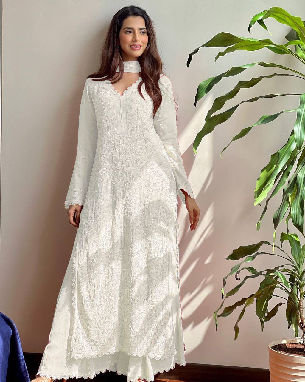 Trending Faux Georgette Embroidered Set – Stylish and Comfortable for Daily Wear