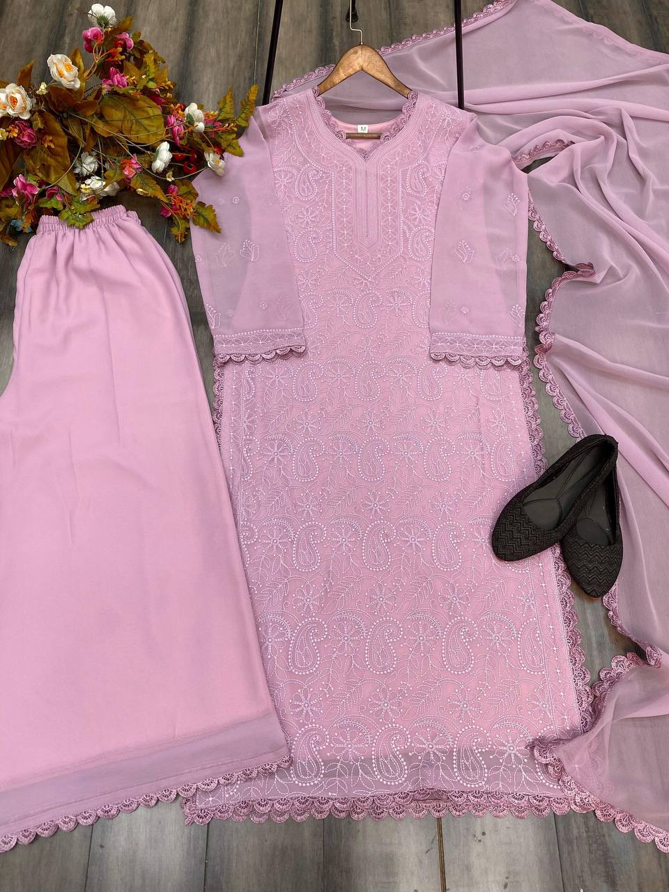 Trending Faux Georgette Embroidered Set – Stylish and Comfortable for Daily Wear