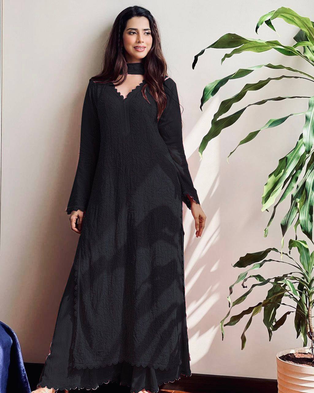 Trending Faux Georgette Embroidered Set – Stylish and Comfortable for Daily Wear