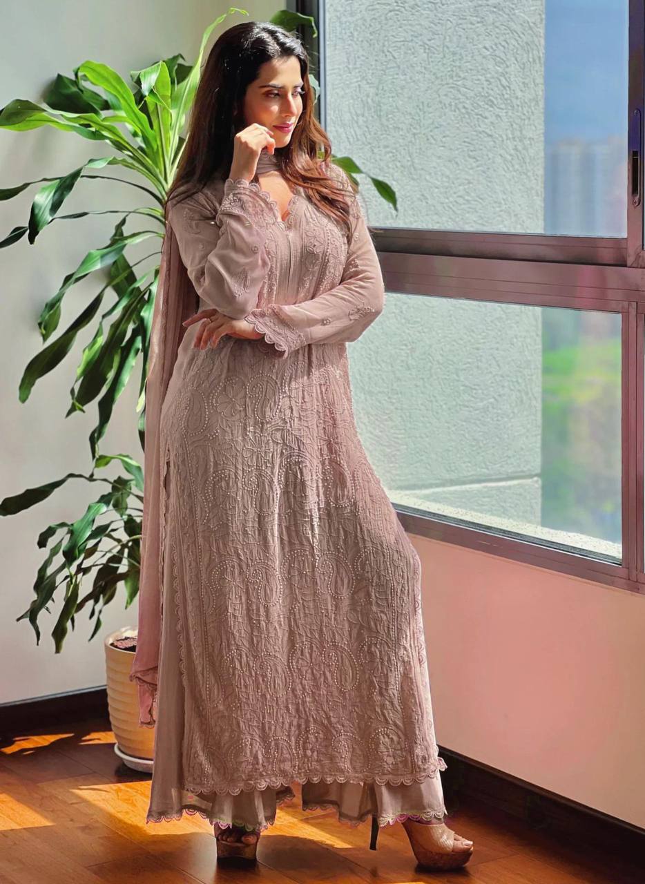 Trending Faux Georgette Embroidered Set – Stylish and Comfortable for Daily Wear