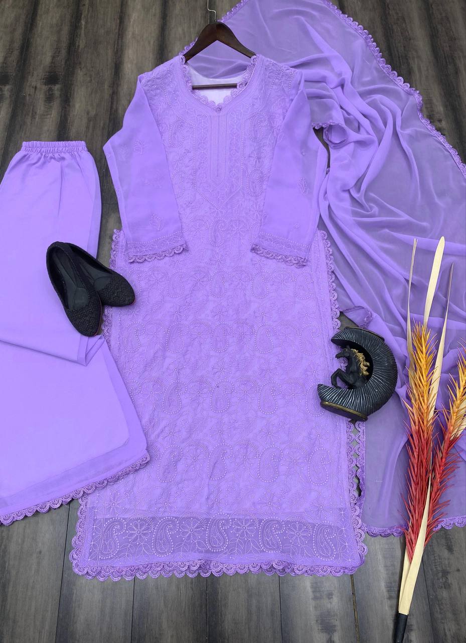 Trending Faux Georgette Embroidered Set – Stylish and Comfortable for Daily Wear