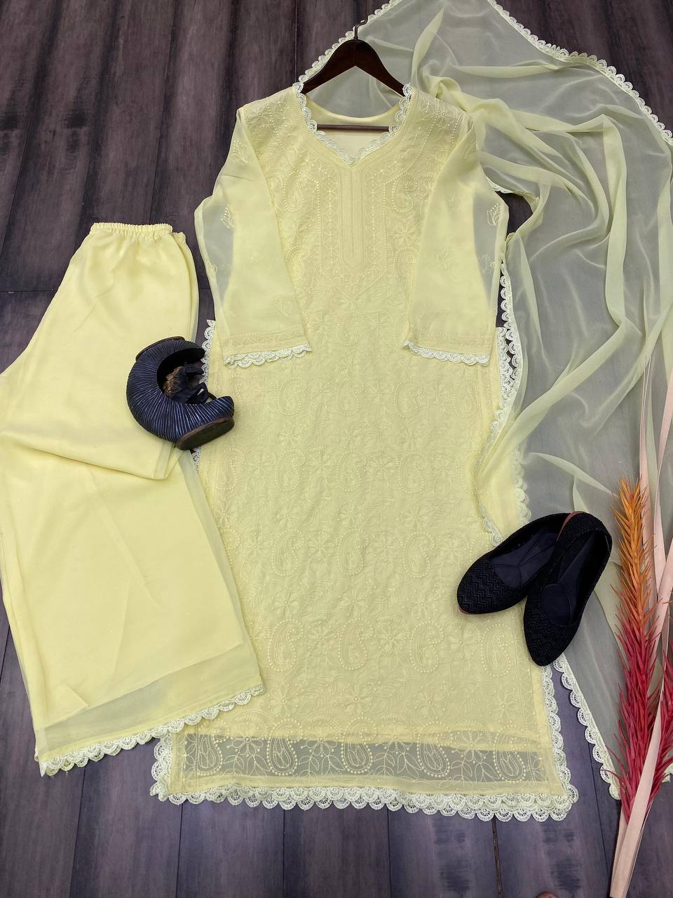 Trending Faux Georgette Embroidered Set – Stylish and Comfortable for Daily Wear