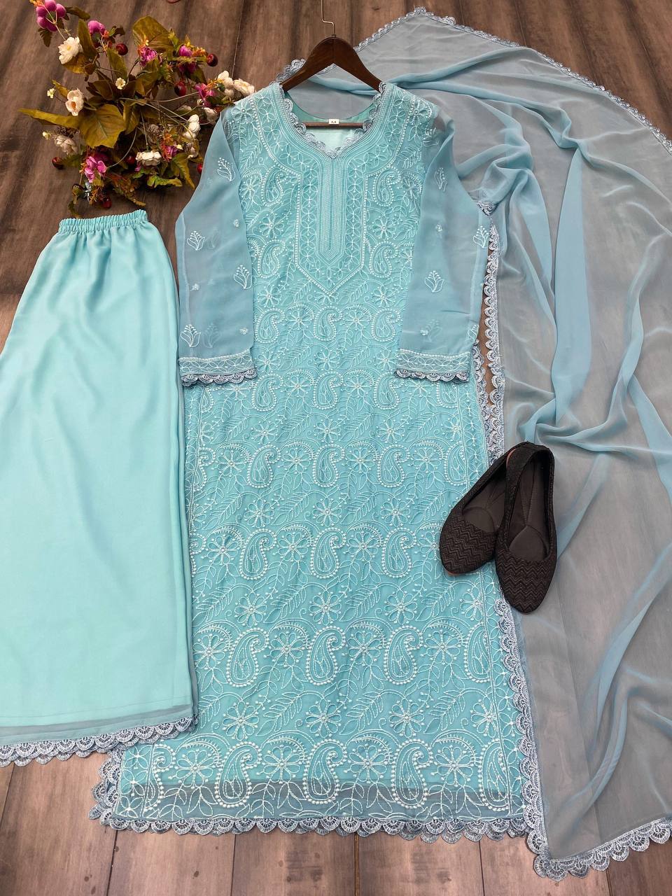 Trending Faux Georgette Embroidered Set – Stylish and Comfortable for Daily Wear