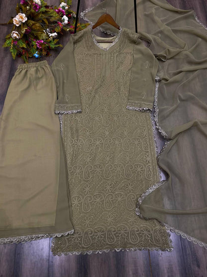 Trending Faux Georgette Embroidered Set – Stylish and Comfortable for Daily Wear