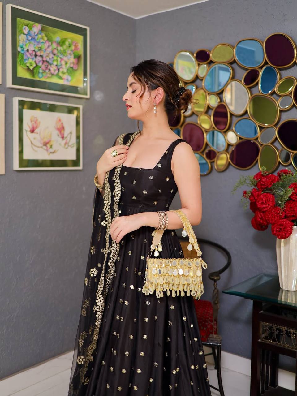 Aahnika Black Premium Royal Elegant Suit Set