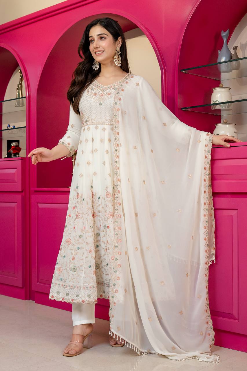Festive Pastel Anarkali Suit Set with Dupatta
