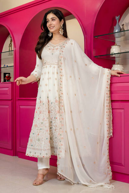 Festive Pastel Anarkali Suit Set with Dupatta