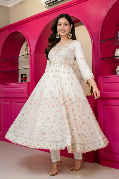 Festive Pastel Anarkali Suit Set with Dupatta