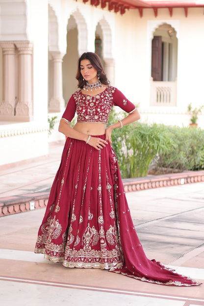 Zayra Sequins Embroidered Vichitra Silk Lehenga Set