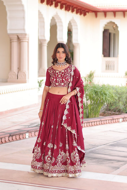 Zayra Sequins Embroidered Vichitra Silk Lehenga Set