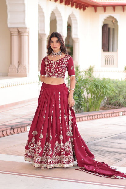 Zayra Sequins Embroidered Vichitra Silk Lehenga Set