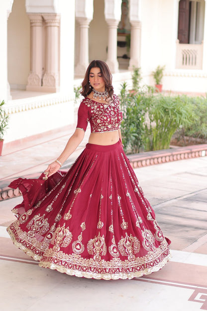 Zayra Sequins Embroidered Vichitra Silk Lehenga Set