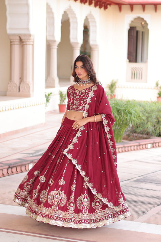 Zayra Sequins Embroidered Vichitra Silk Lehenga Set