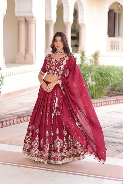 Zayra Sequins Embroidered Vichitra Silk Lehenga Set