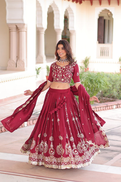 Zayra Sequins Embroidered Vichitra Silk Lehenga Set