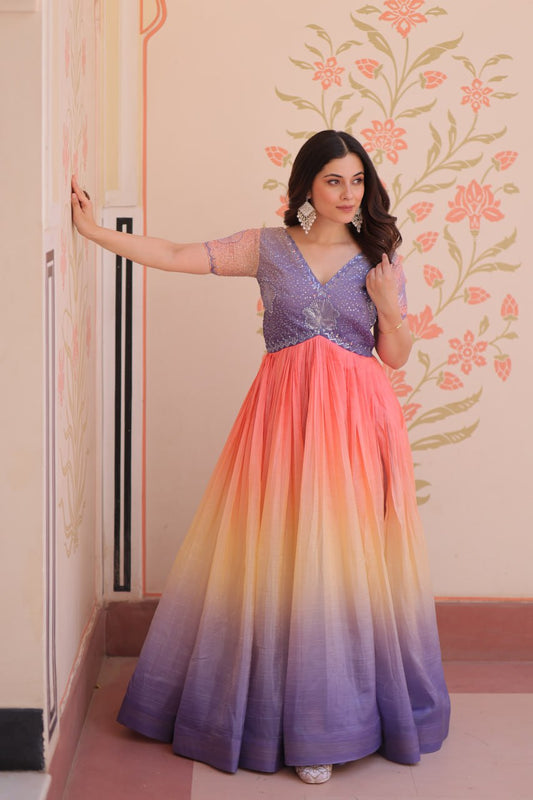 Zehra Gold-Crush Embroidered Gown