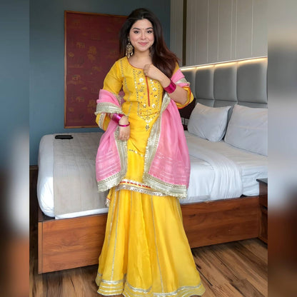 VANYA NEON YELLOW SHARARA SUIT SET