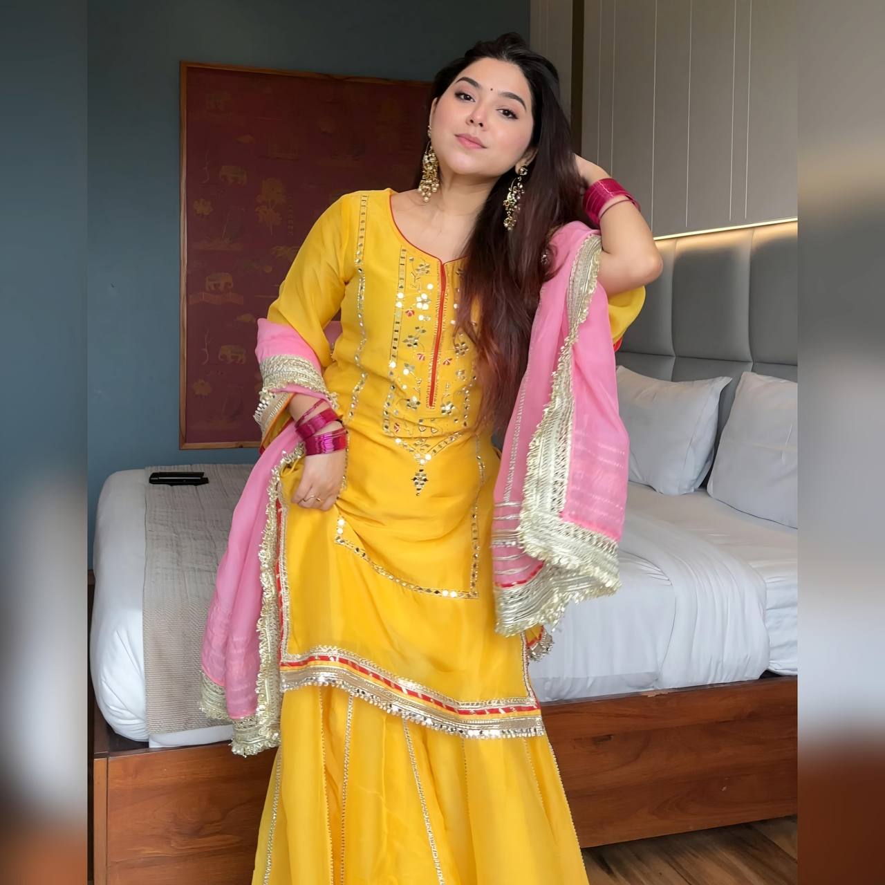 VANYA NEON YELLOW SHARARA SUIT SET